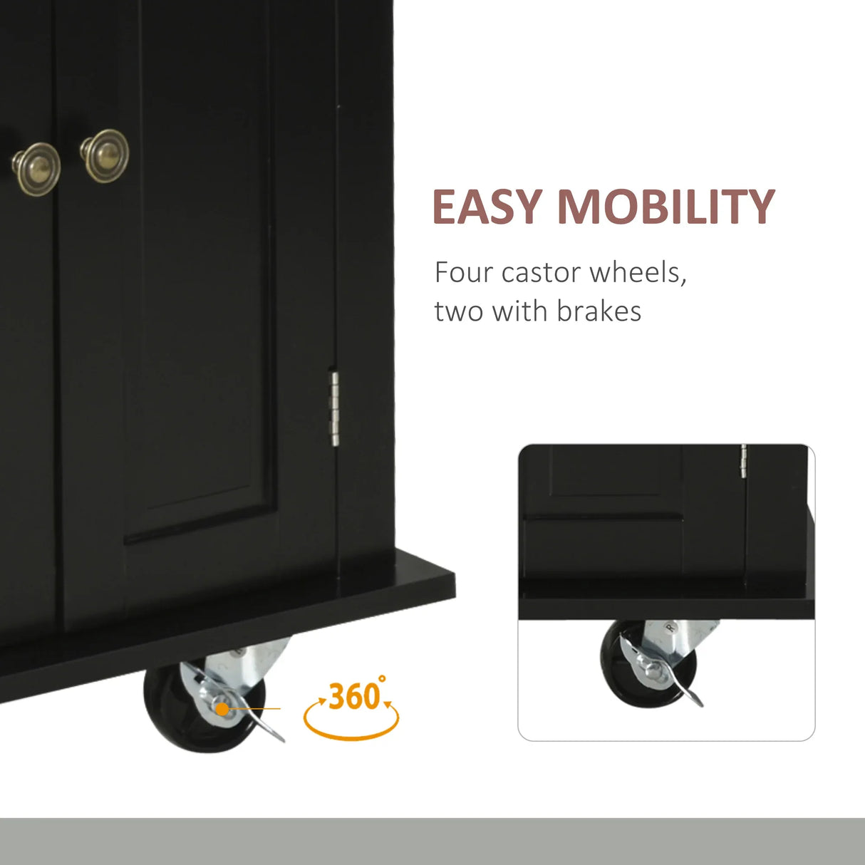 Mobile Kitchen Island Cart With Rubberwood Top And Drawers - Omega Lifestyles