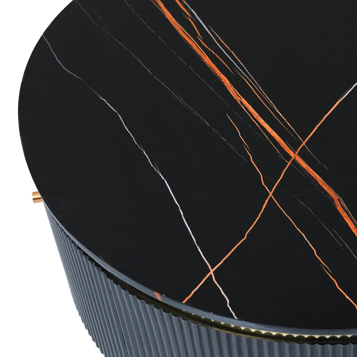 Modern Round Coffee Table With Two Large Drawers - Sleep Galleria