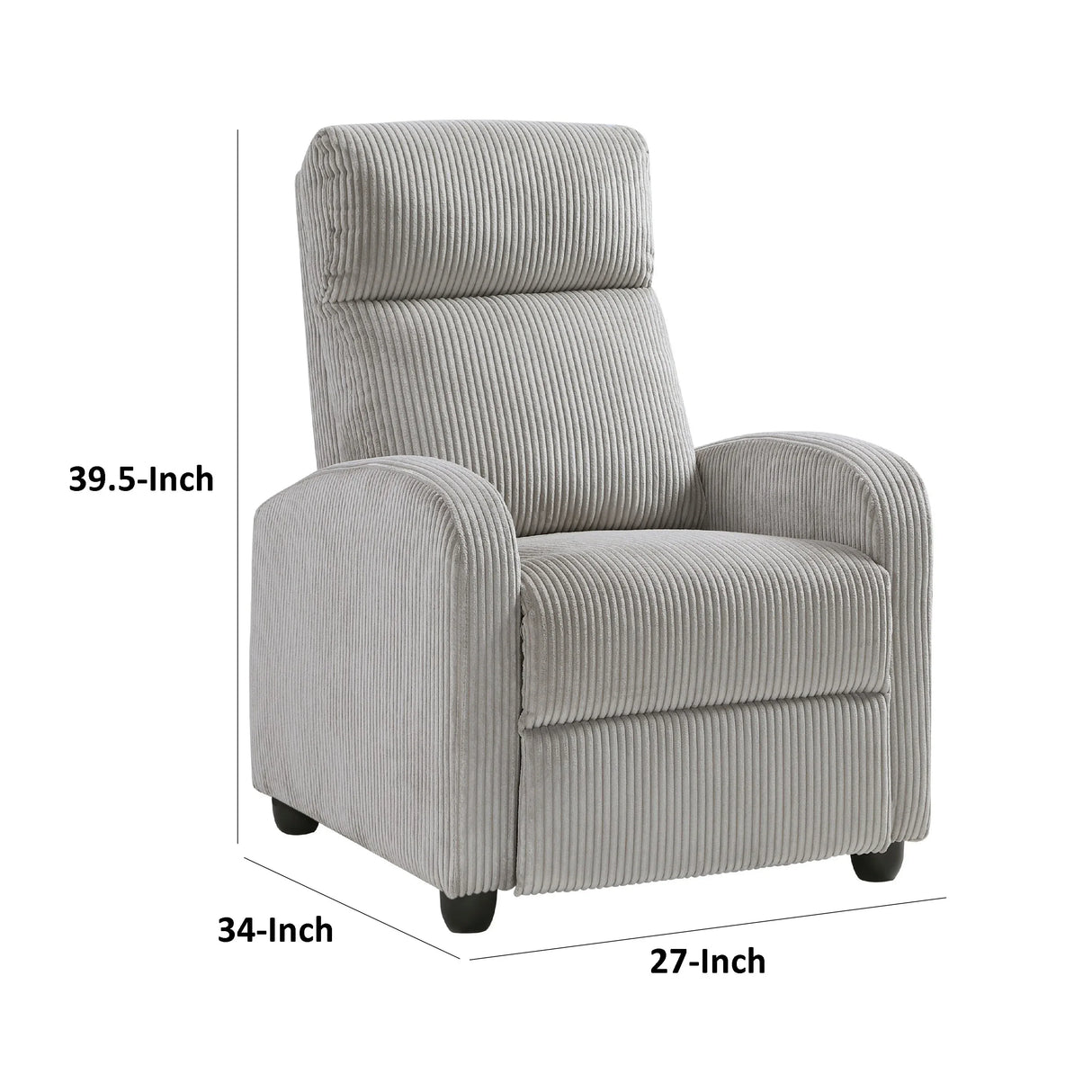 Pary Manual Push Back Reclining Chair Light Gray Corduroy - Omega Lifestyles
