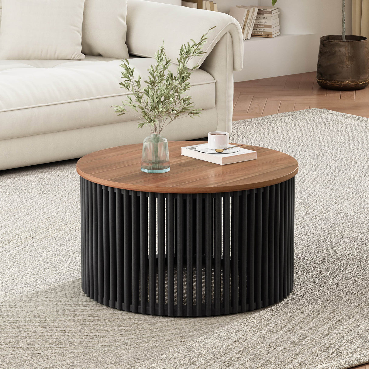 Acacia Solid Wood Round 30-Inch Coffee Table - Sleep Galleria