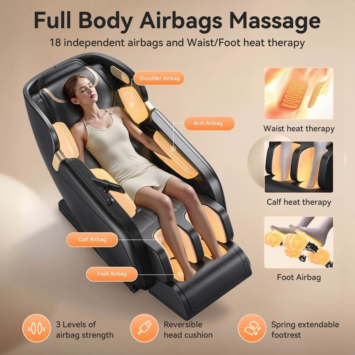 4D Massage Chair Full Body,Zero Gravity Massage Chair with Heat and Foot Massage,Full Body Massage Recliner Chair with Airbags, Kneading, Bluetooth, LCD Touch Control