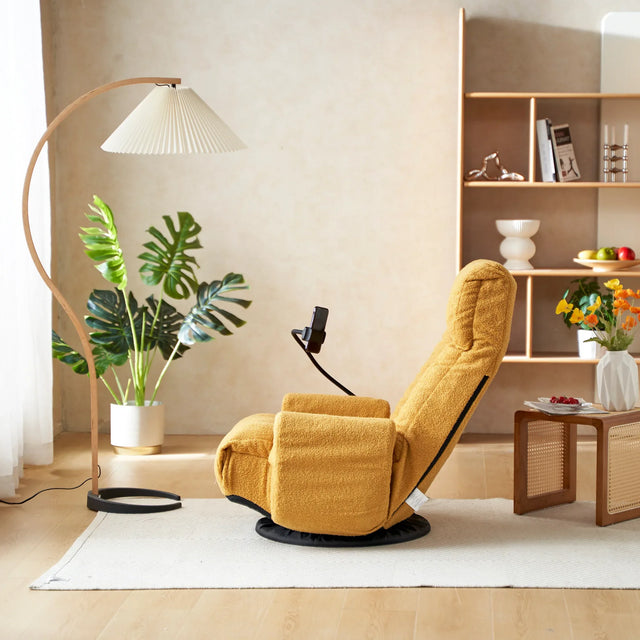 Adjustable Yellow Soft Plush Swivel Lounge Chair - Omega Lifestyles