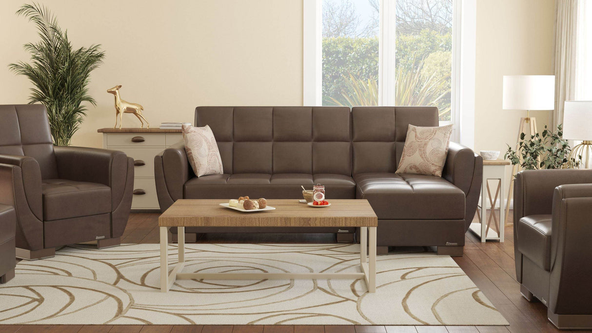 Convertible PU Leather Upholstered Chaise Lounge With Storage - Omega Lifestyles