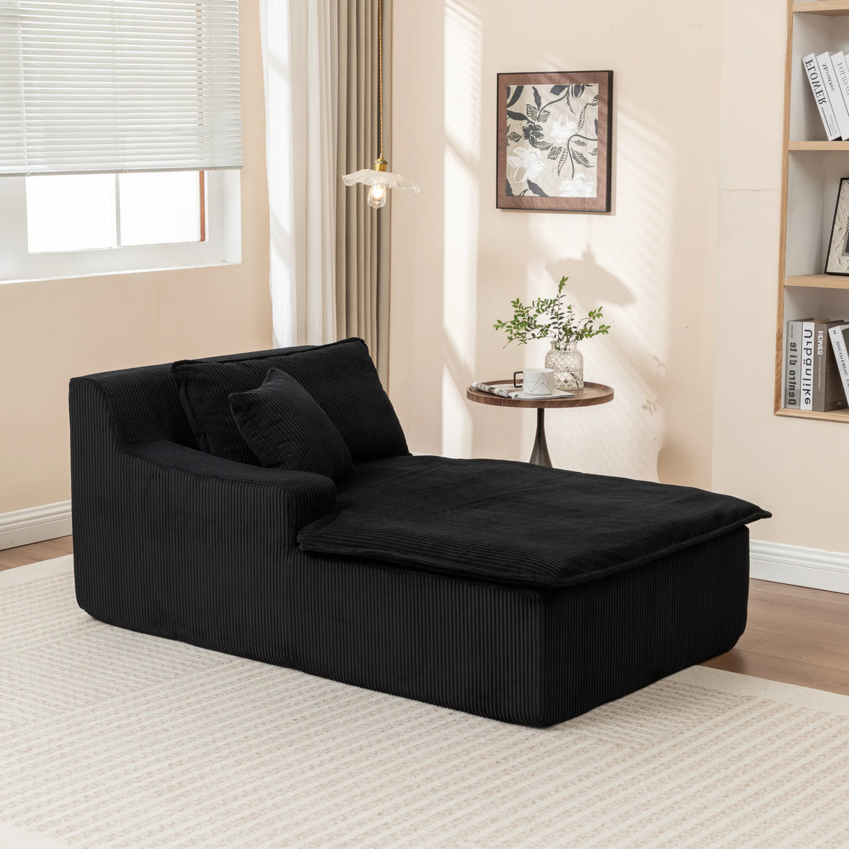 Corduroy Foam Right Armrest Chaise Lounge Chair - Omega Lifestyles