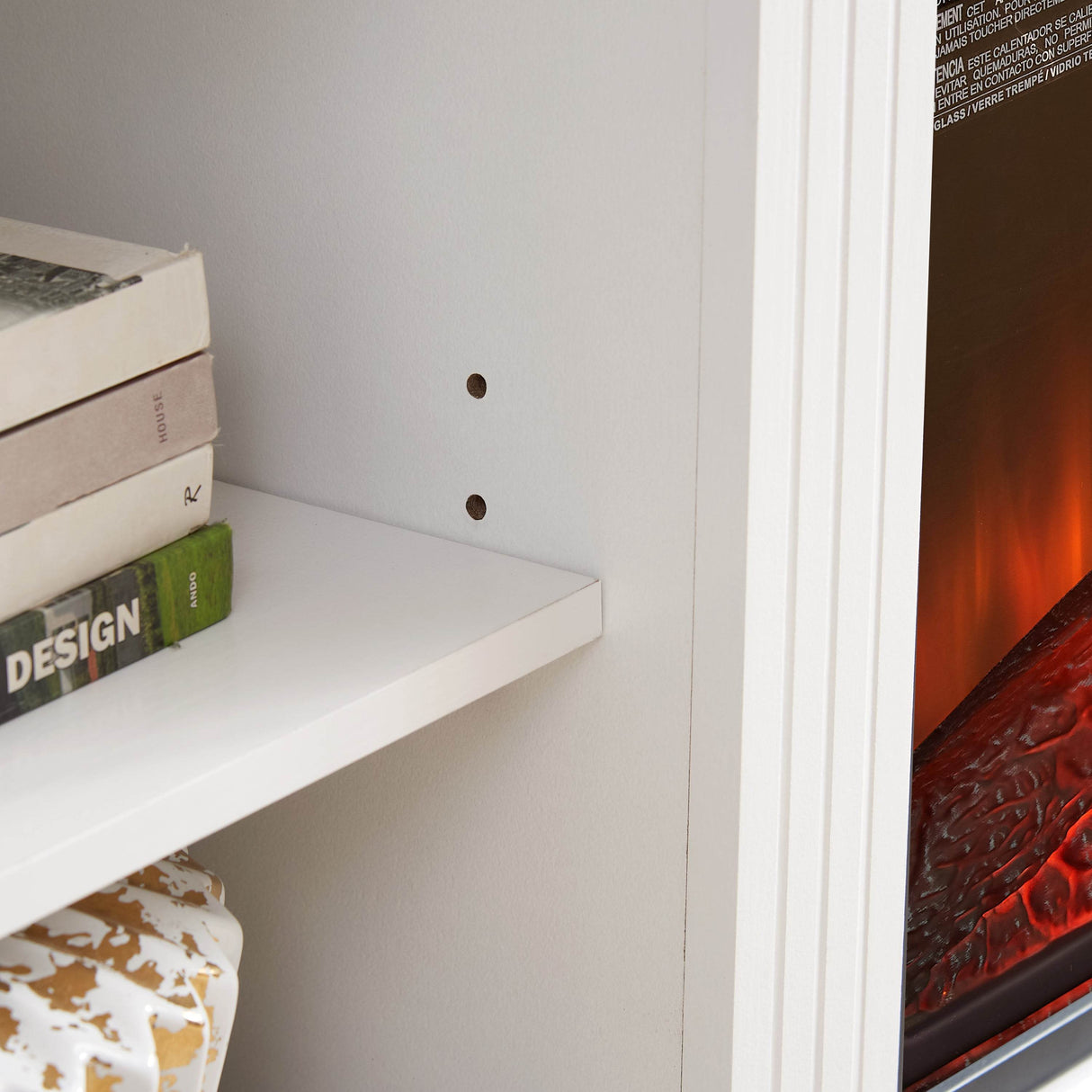 White Media Console Table With Fireplace Insert - Sleep Galleria