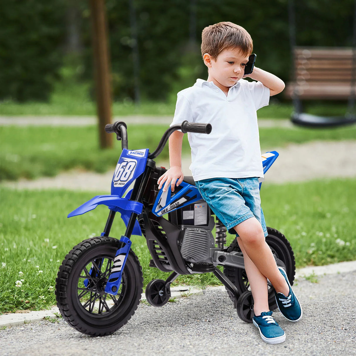 12V Electric Toddler Dirt Bike With Training Wheels - Omega Lifestyles