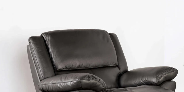 Transitional Black Leather Match Manual Recliner Chair - Omega Lifestyles