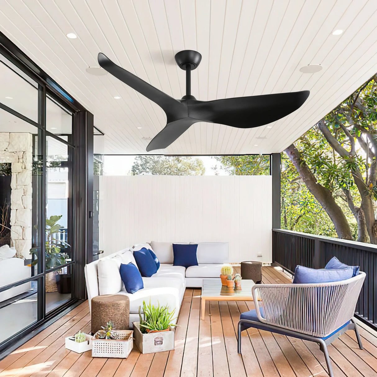 52-Inch Energy-Efficient Reversible Black ABS Ceiling Fan - Omega Lifestyles
