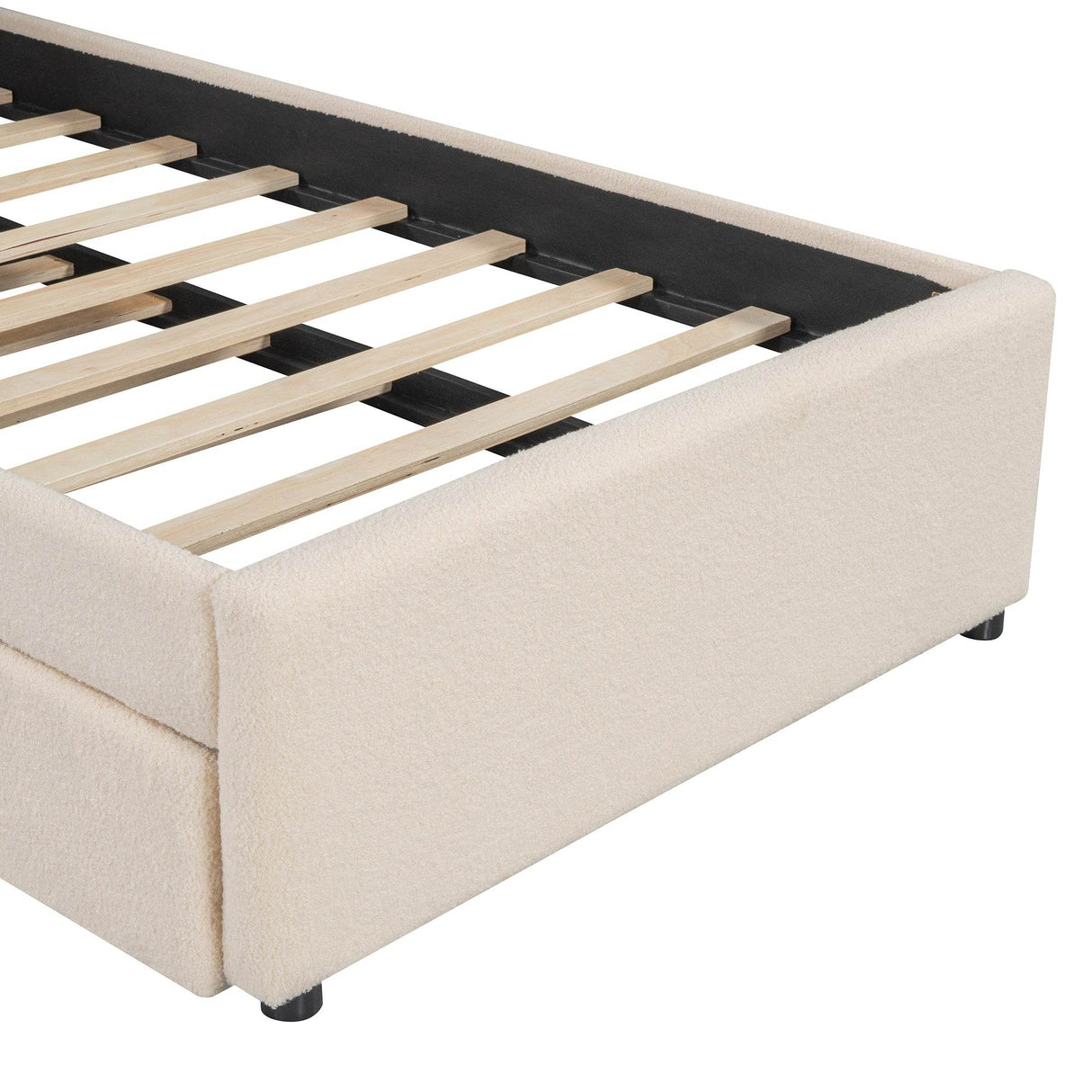 Twin Upholstered Platform Bed With LED Light Trundle - Omega Lifestyles