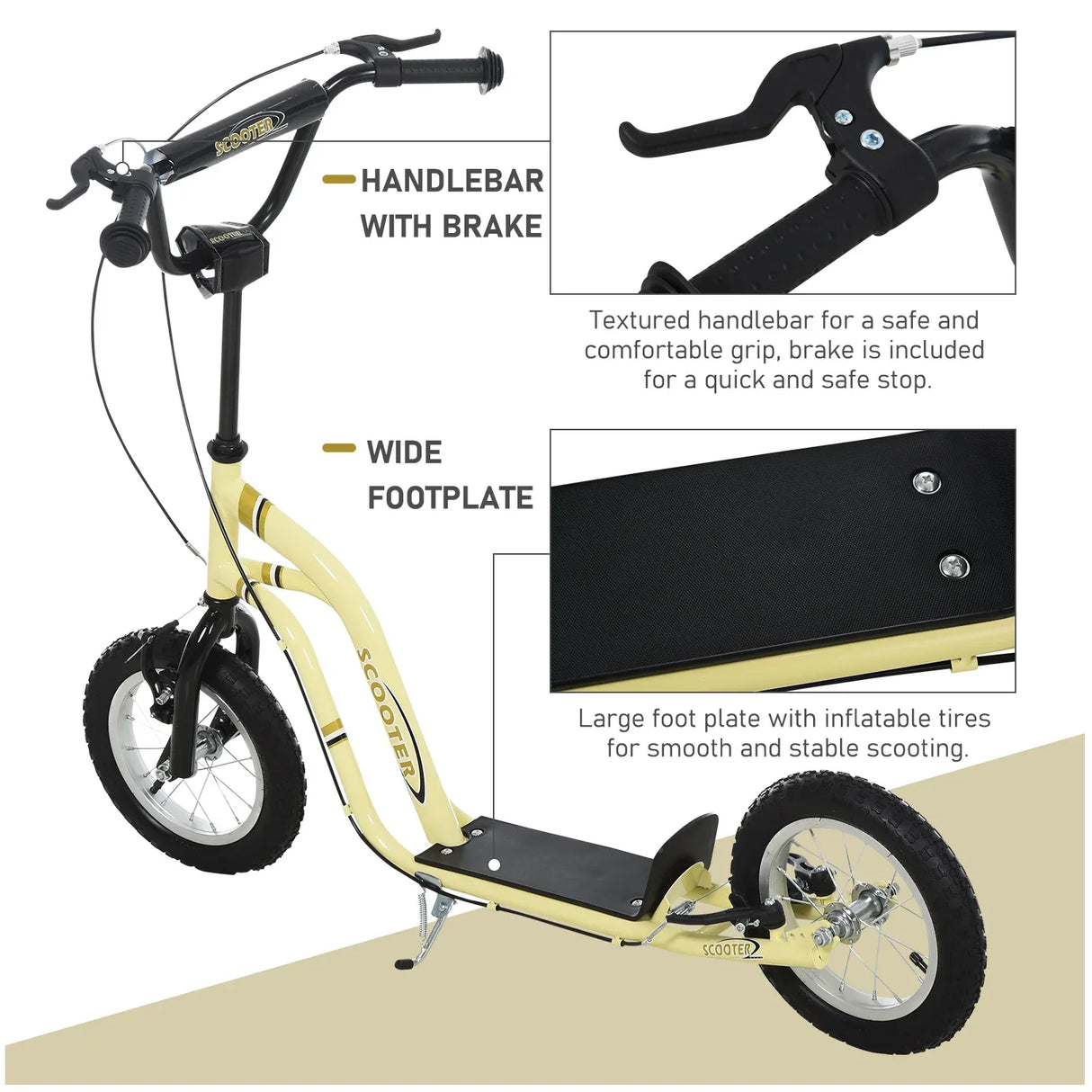 Youth Scooter With Dual Brakes Adjustable 12-Inch Tires - Omega Lifestyles