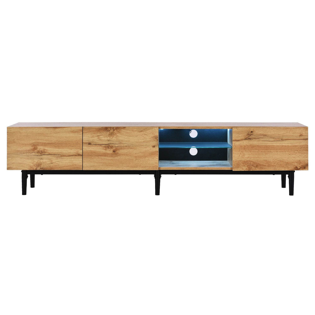 Modern LED Wood Tone TV Stand With Storage - Sleep Galleria