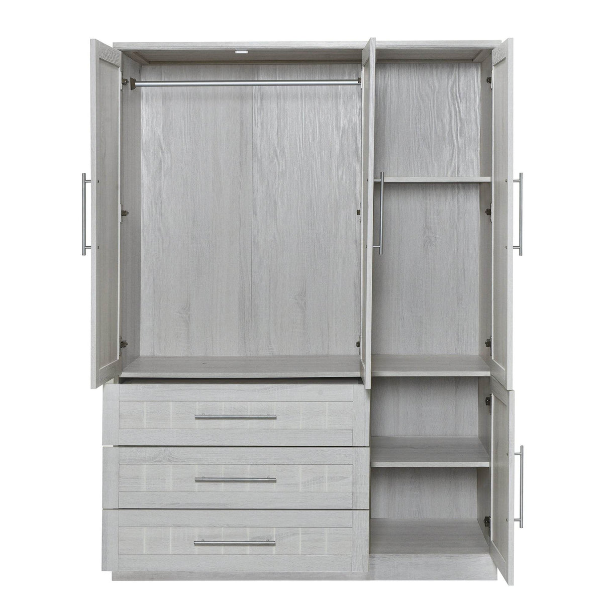 Classic White Solid Wood 4 Door Wardrobe With Drawers - Omega Lifestyles