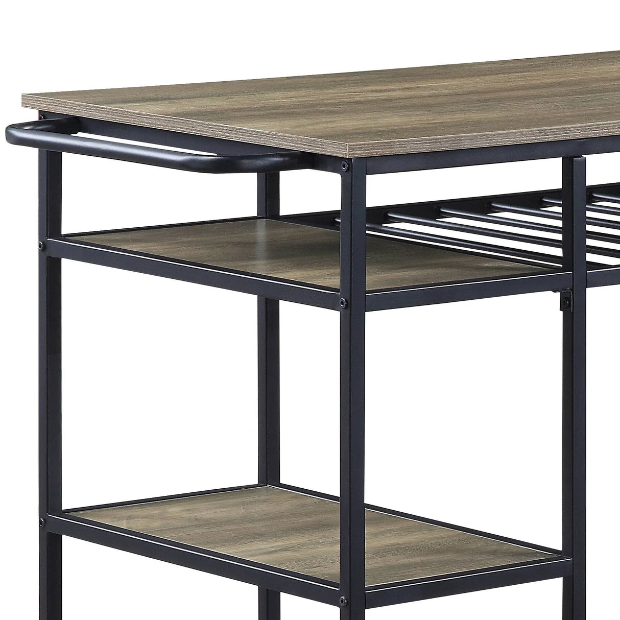 Rustic Oak Black Metal Frame Kitchen Island - Omega Lifestyles