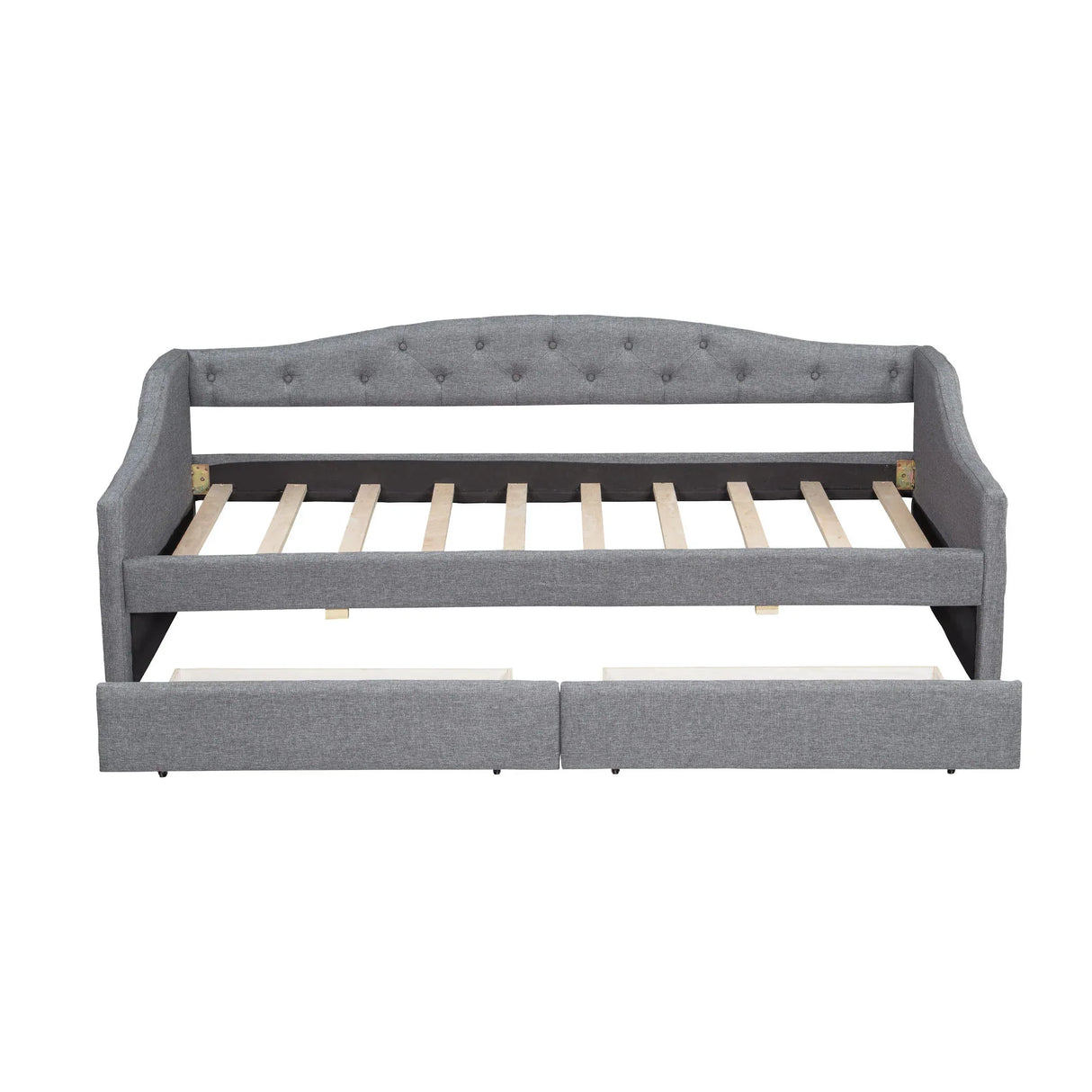 Twin XL Linen Upholstered Daybed With LED Lighting And Drawers - Omega Lifestyles