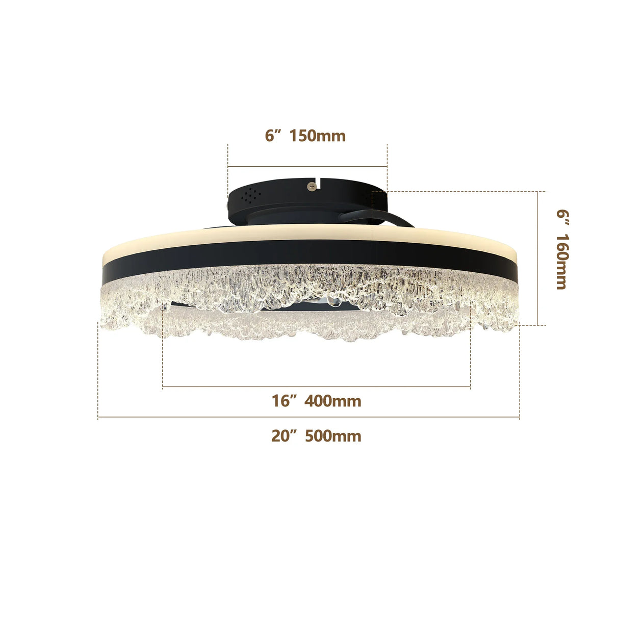 Crystal LED Flush Mount Quiet Ceiling Fan With Light - Omega Lifestyles