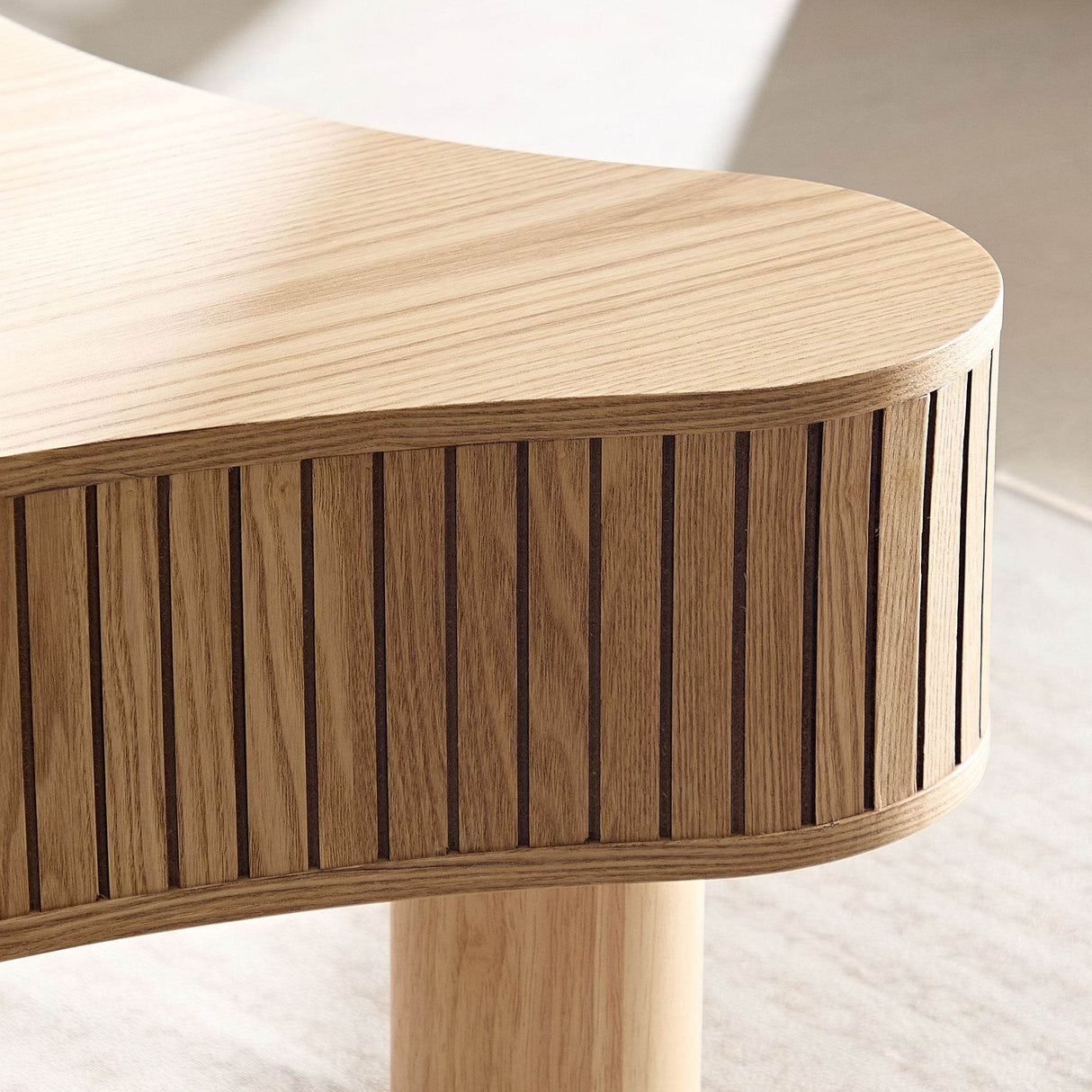 Irregular Shaped Modern Solid Wood Pedestal Coffee Table - Sleep Galleria