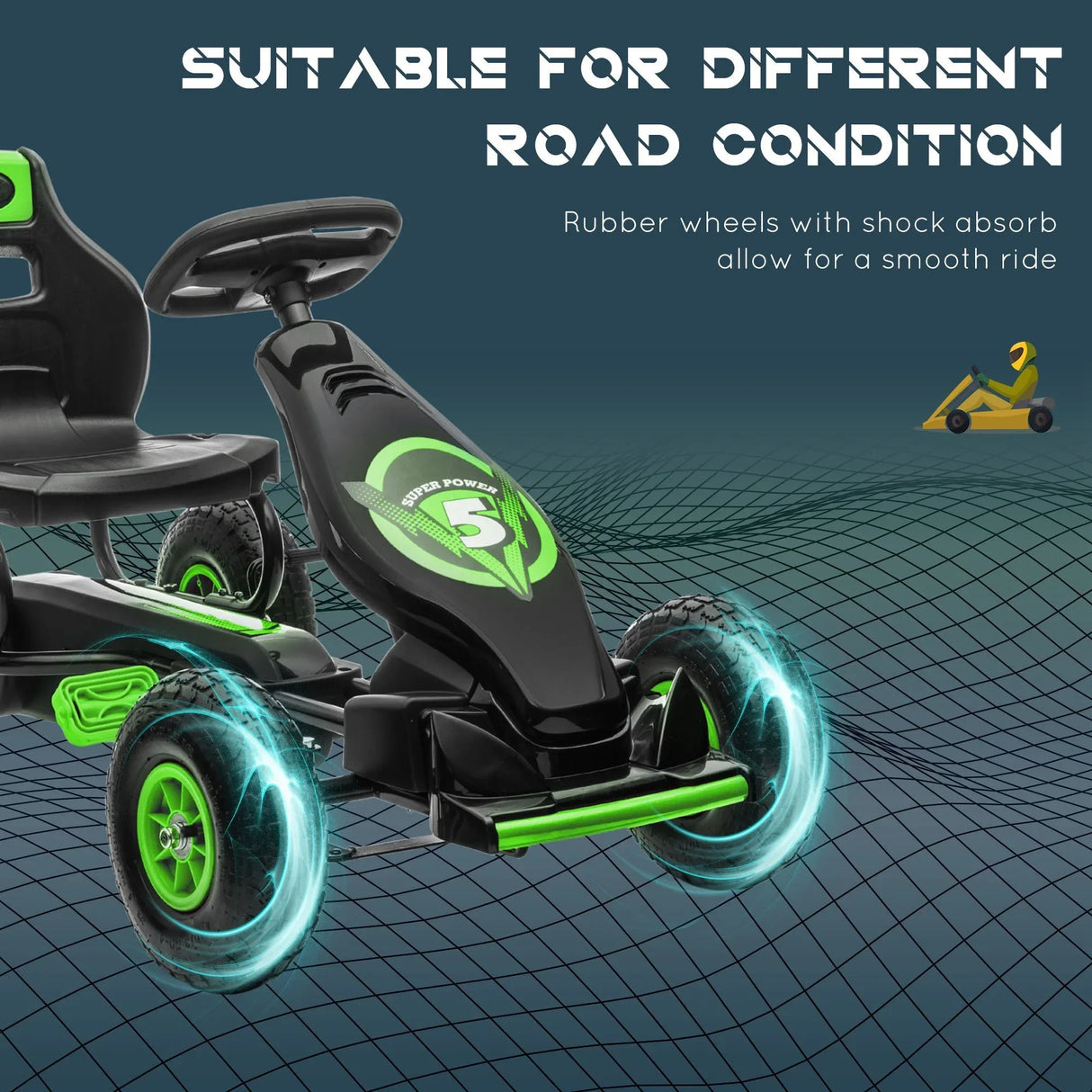 Kids Pedal Go Kart With Ergonomic Seat And Suspension - Omega Lifestyles