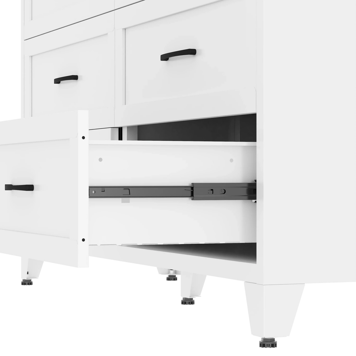 9-Drawer White Metal Tall Dresser With Smooth Drawers - Omega Lifestyles