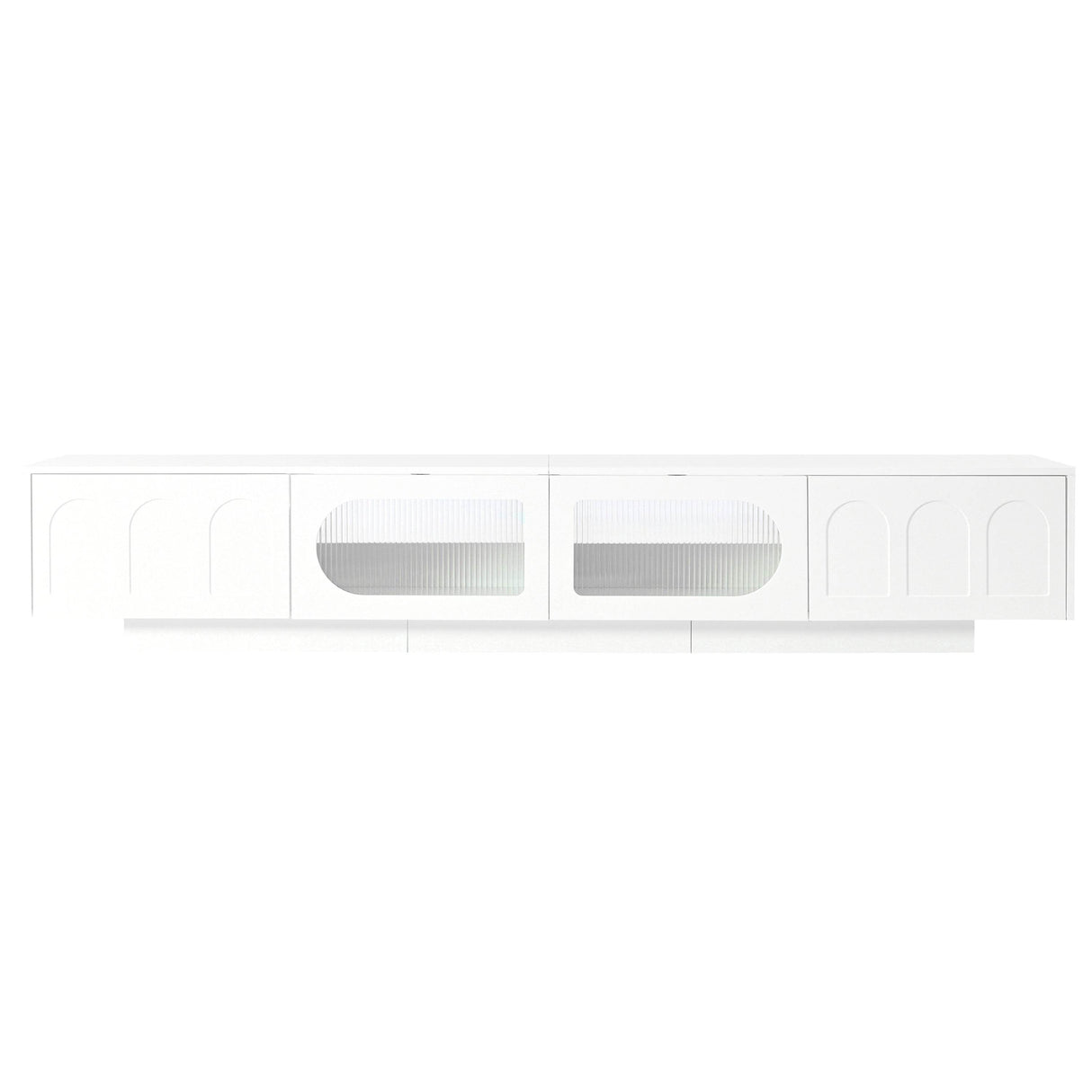 Smart LED White TV Stand With Storage Cabinets - Sleep Galleria