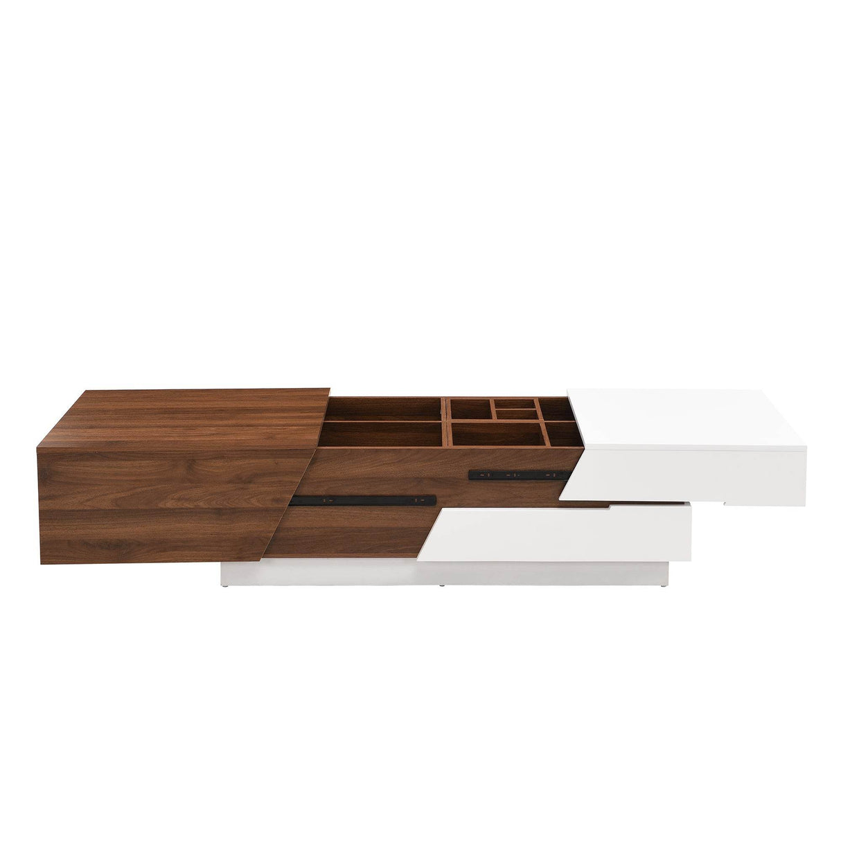 Modern Extendable Sliding Top White Walnut Coffee Table - Sleep Galleria