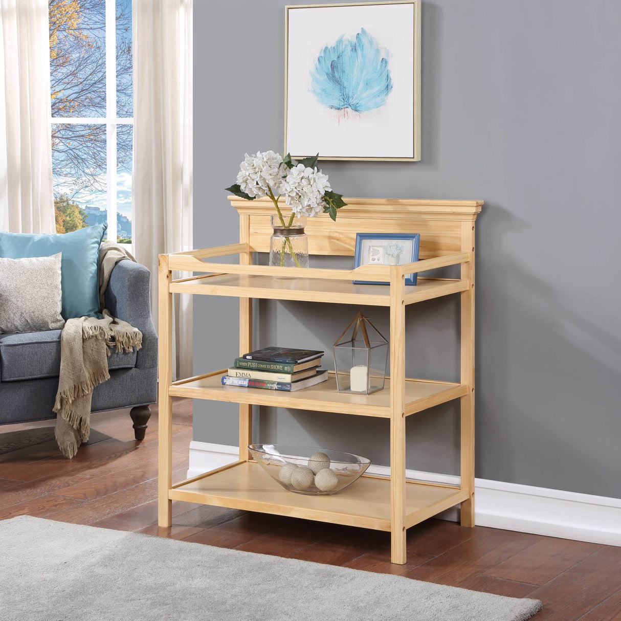 Universal Solid Wood Changing Table With Storage Shelves - Omega Lifestyles