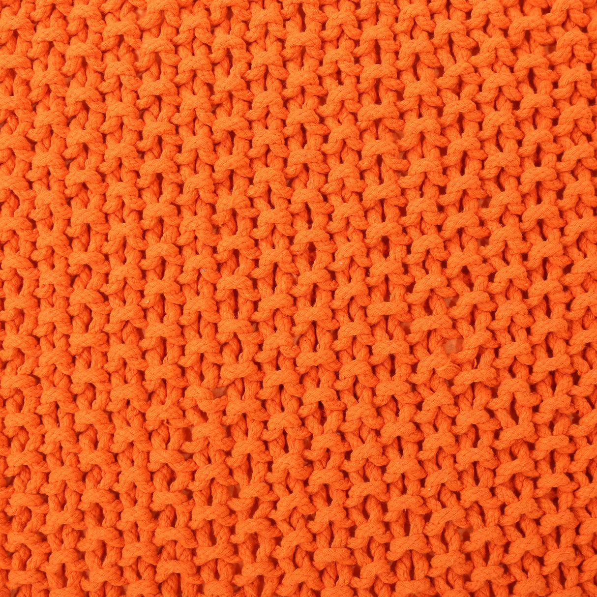 Knitted Cotton Square Orange Pouf Seat - Omega Lifestyles
