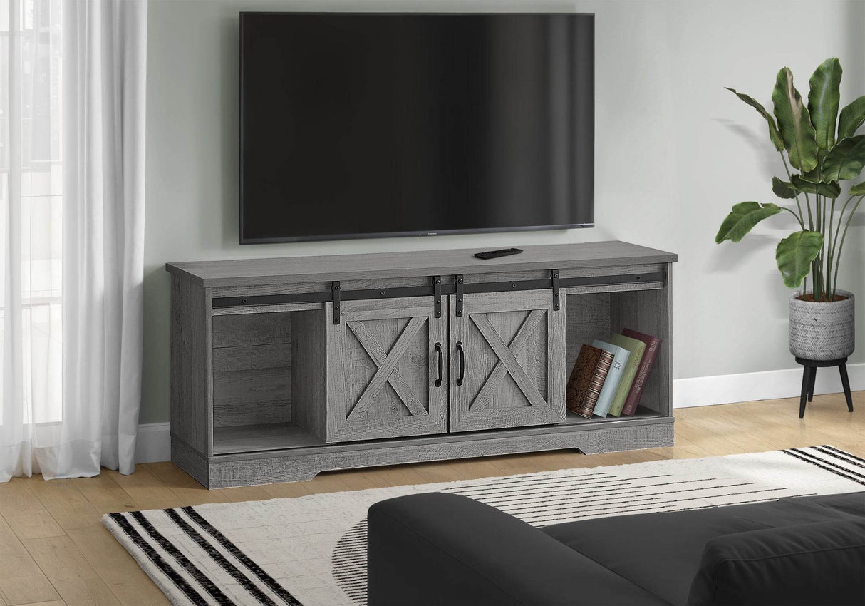 Modern Farmhouse 60-Inch Grey Wood TV Stand Console - Sleep Galleria