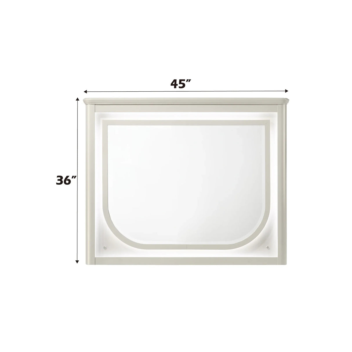 LED Modern White Beveled Mirror With Illumination - Omega Lifestyles