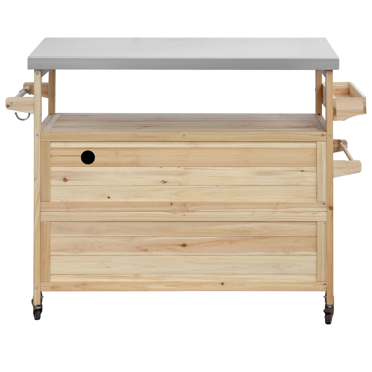 Farmhouse Solid Fir Wood Outdoor Kitchen Island Cart - Omega Lifestyles