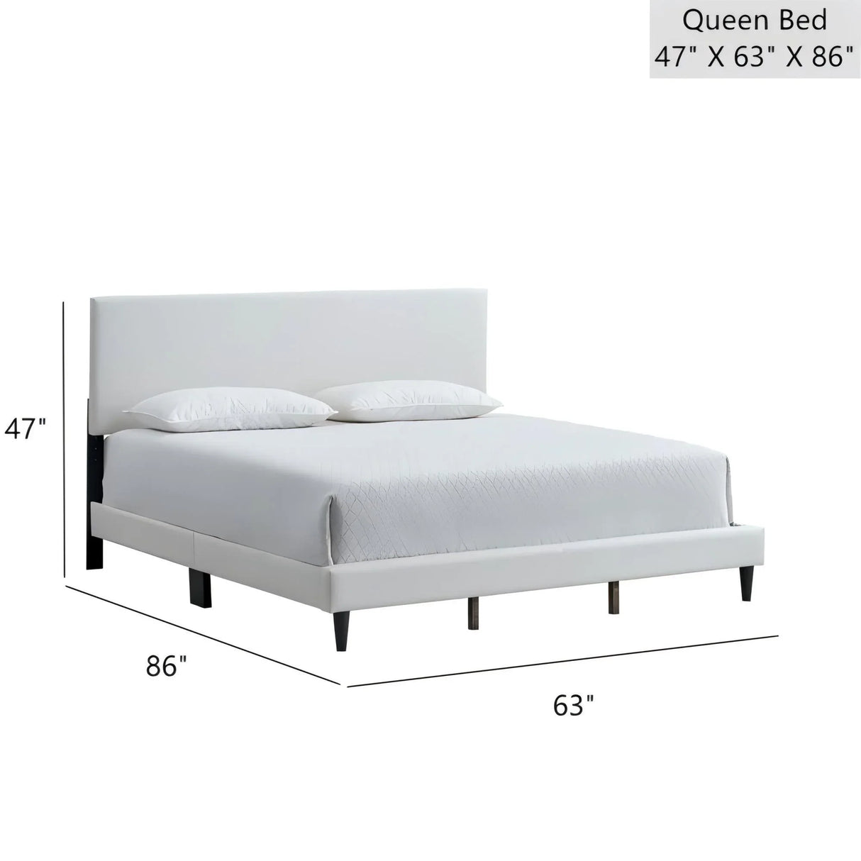 Queen Upholstered Adjustable Headboard Bed Frame White - Omega Lifestyles