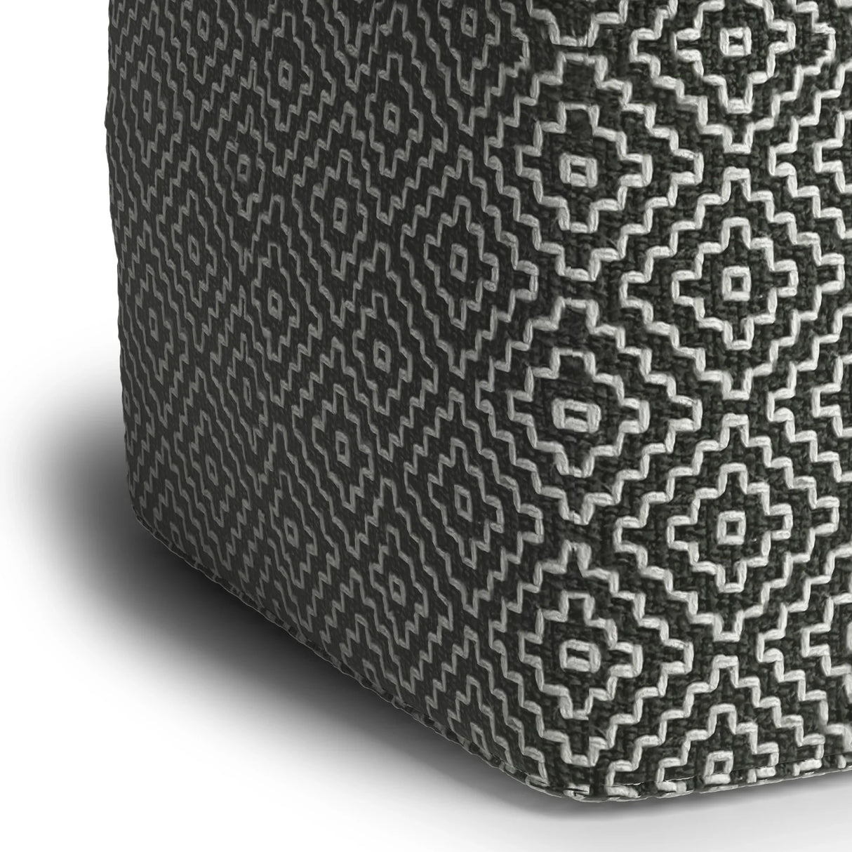 Square Woven Outdoor Indoor Gray Fabric Pouf Seat - Omega Lifestyles