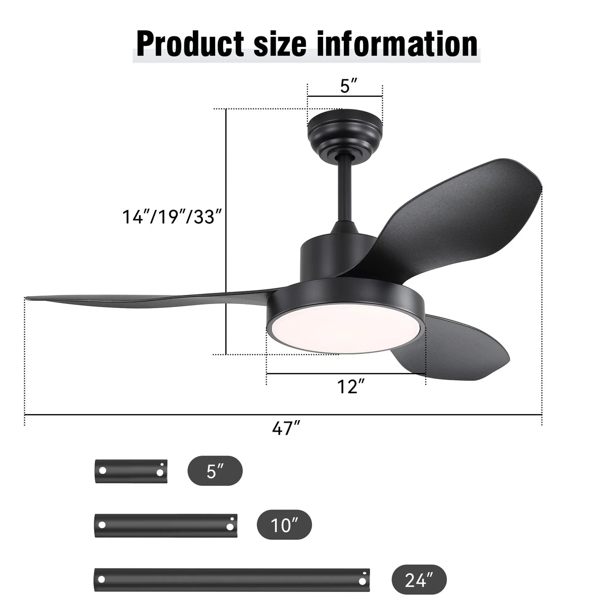 47-Inch Energy-Efficient Remote Control Ceiling Fan With Light - Omega Lifestyles