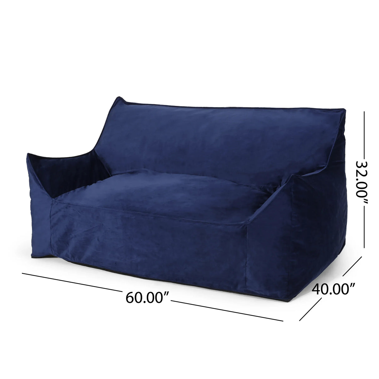 Oversized Velvet 2-Seater Foam Filled Bean Bag Chair - Omega Lifestyles
