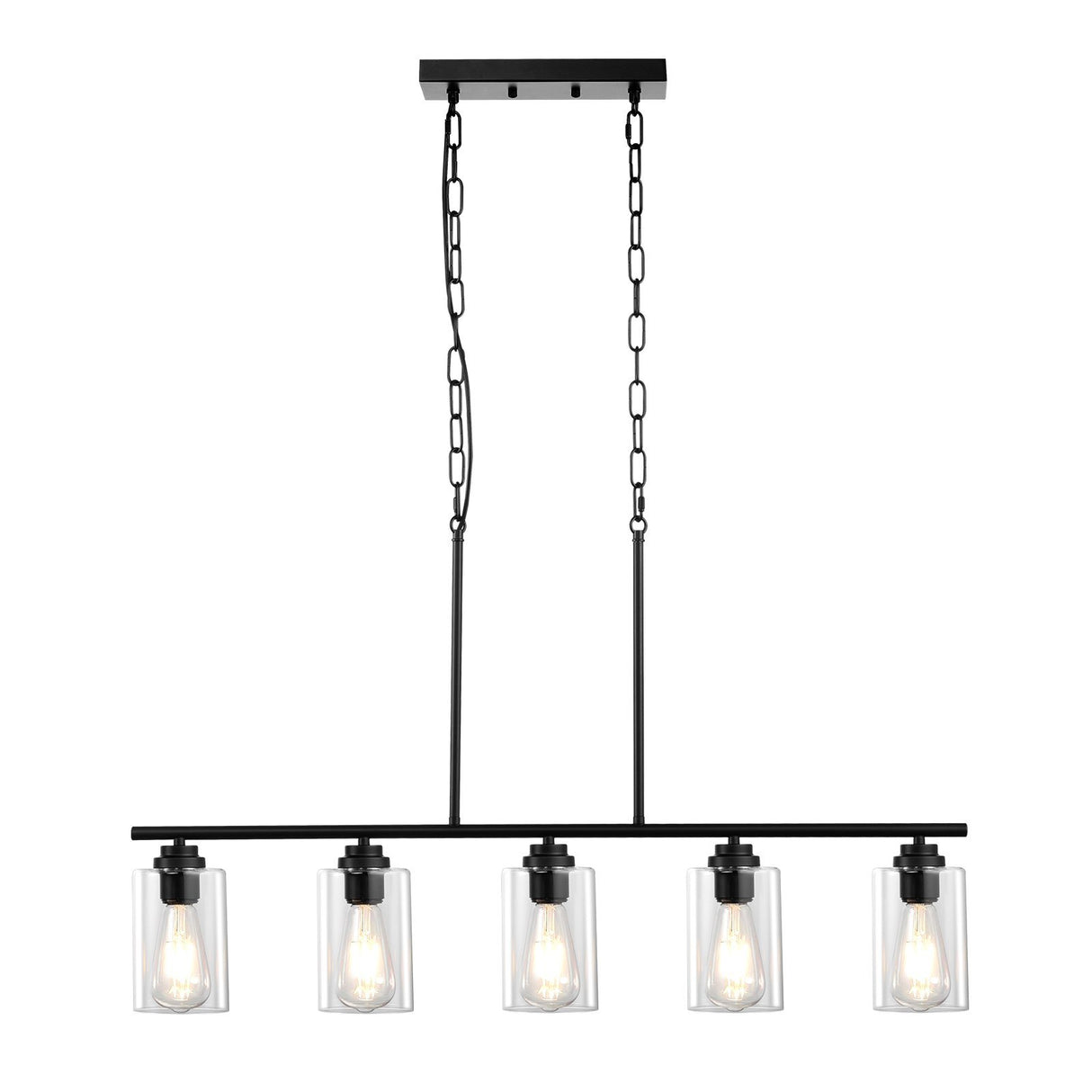 5-Light Adjustable Metal Glass Kitchen Island Pendant Lighting