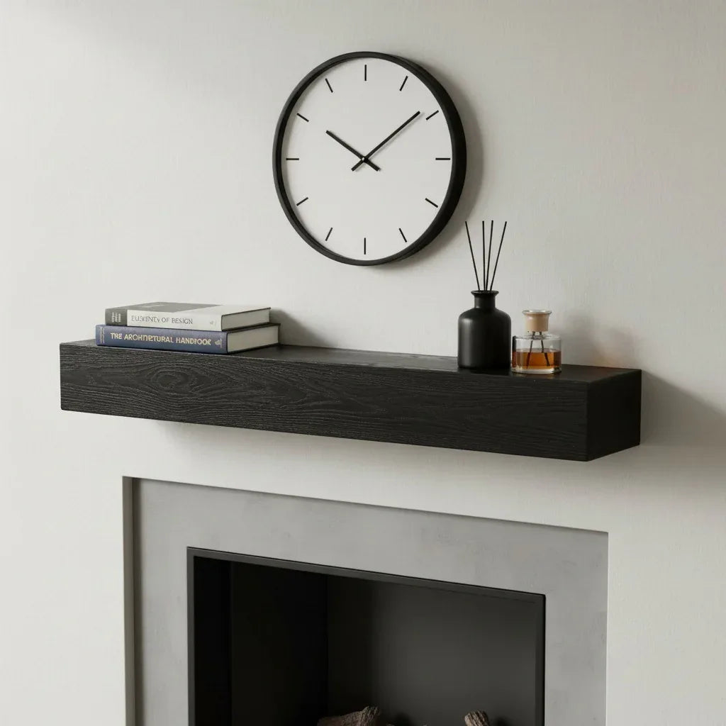 Western Red Cedar 48-Inch Embossed Fireplace Mantel Shelf - Omega Lifestyles