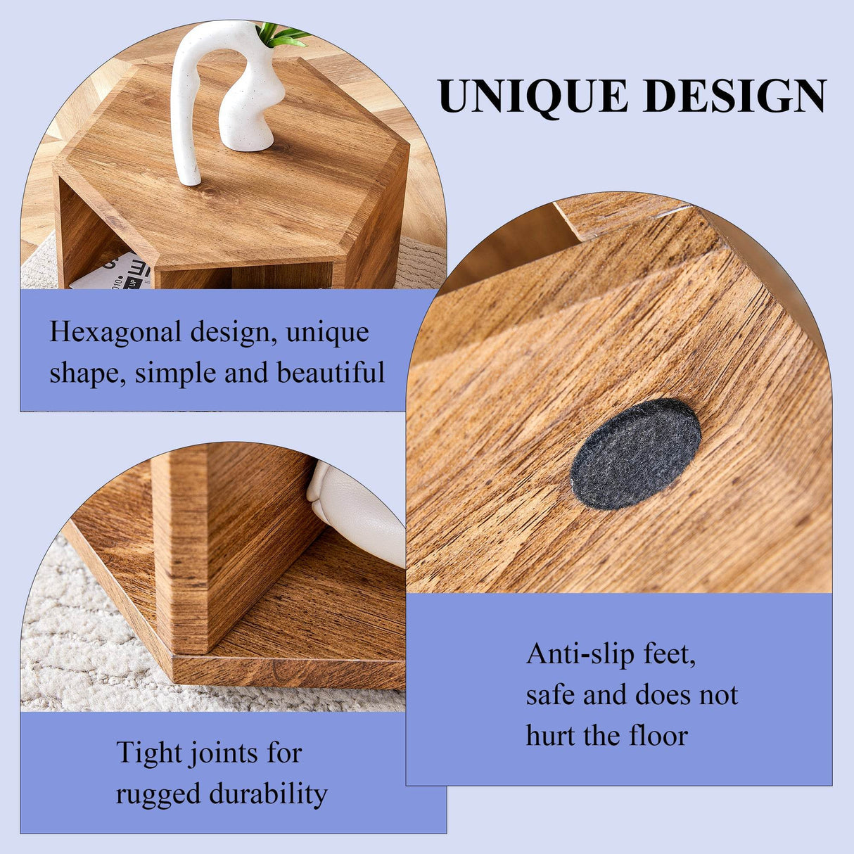 Hexagonal MDF Storage Coffee Table With Pattern - Omega Lifestyles