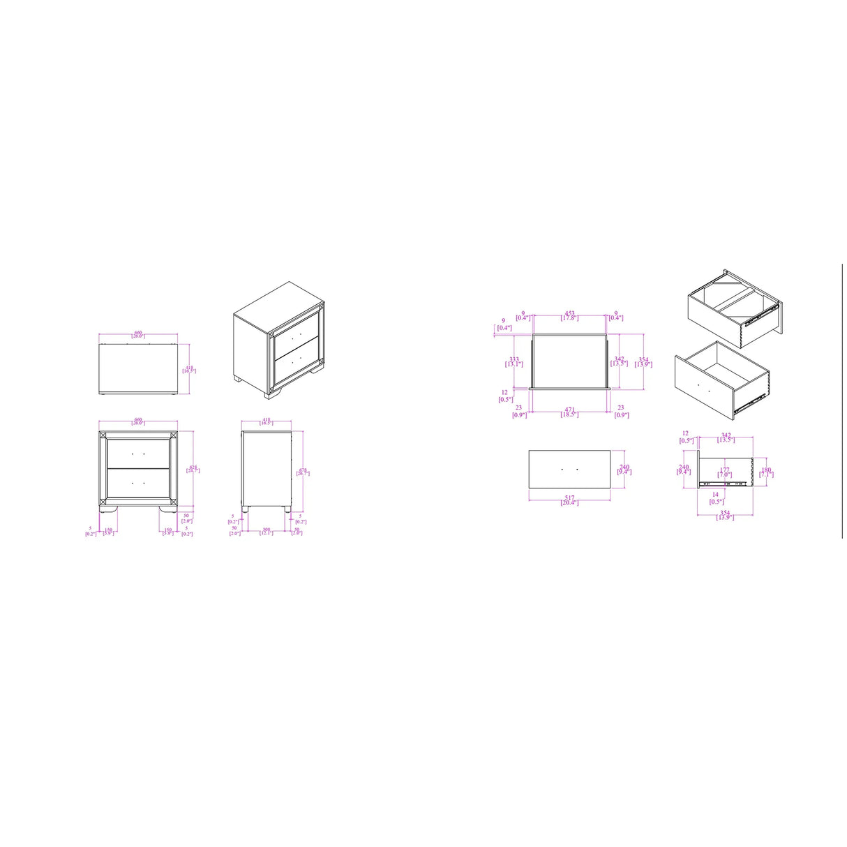 Modern White Queen 5-Piece Bedroom Set With LED Lighting - Omega Lifestyles