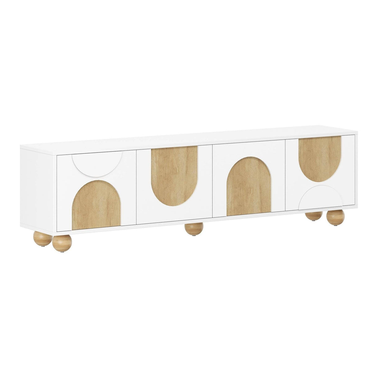Farmhouse White MDF TV Stand With Cabinets - Sleep Galleria