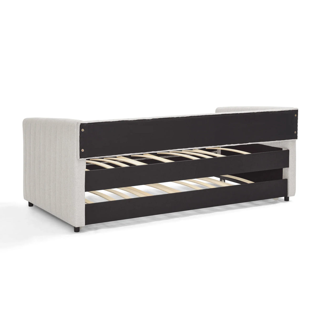 Twin Upholstered Linen Daybed With Functional Trundle - Omega Lifestyles