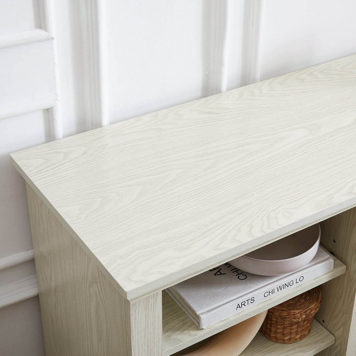 White MDF Large TV Stand With Storage Cabinet - Sleep Galleria