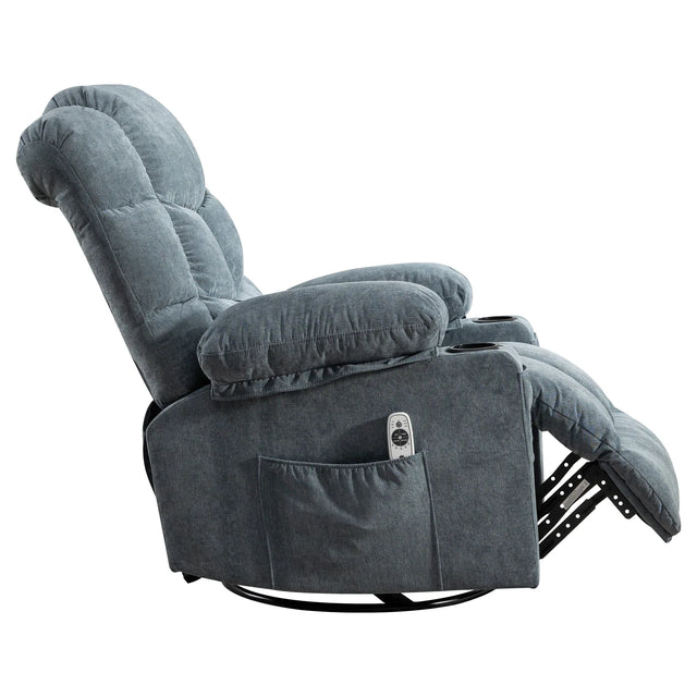 Oversized Soft Linen Massage Recliner Chair With Heating - Omega Lifestyles