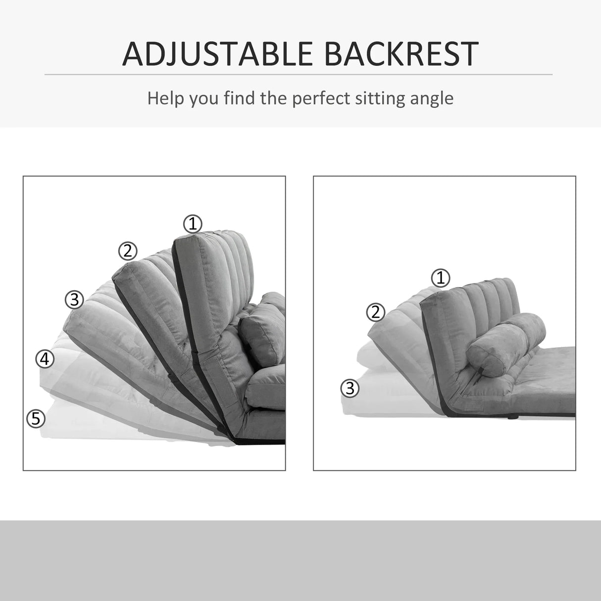 Adjustable Folding Floor Sofa Chair With Two Pillows - Omega Lifestyles