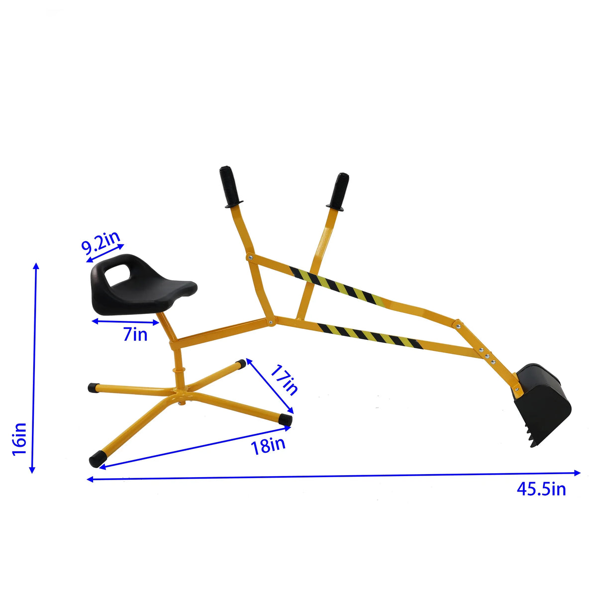 Interactive Yellow Metal Riding Excavator Toy With Bucket Control - Omega Lifestyles