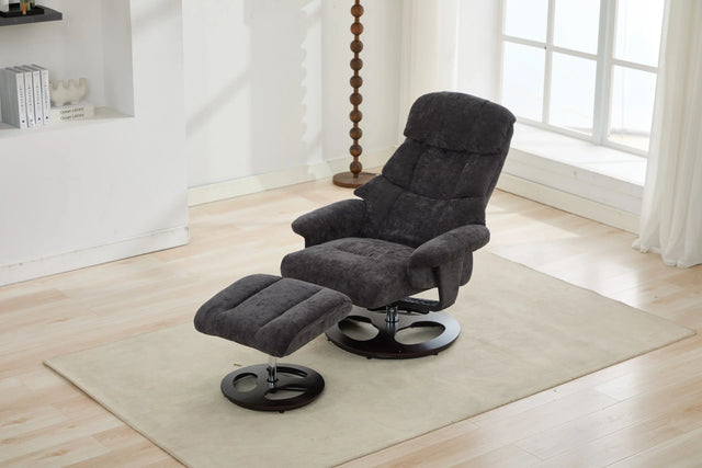 Modern Chenille Recliner Chair With Ottoman And Massage - Omega Lifestyles