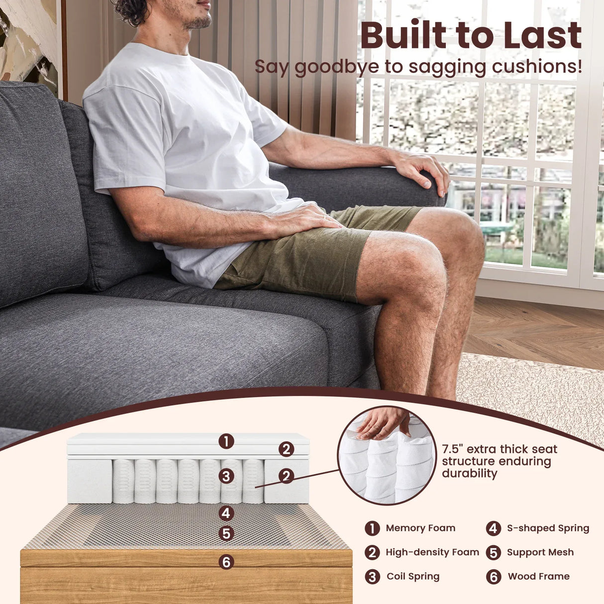 Modern 9-Seater Modular Armless Memory Foam Sofa - Omega Lifestyles