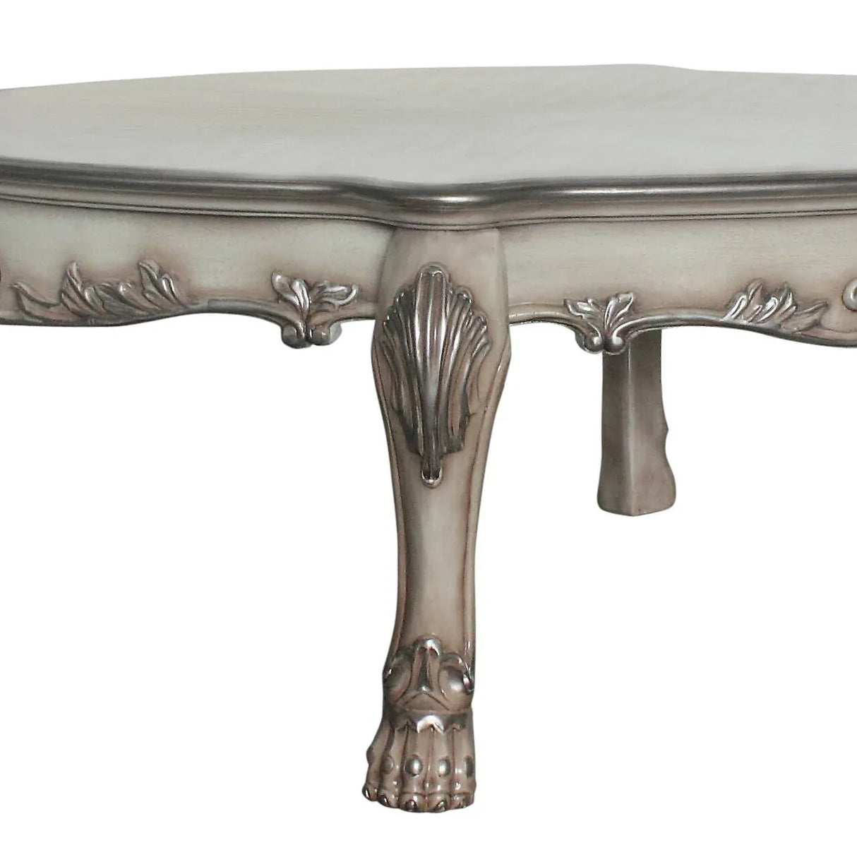 Transitional Vintage Resin Wood Ivory Coffee Table - Omega Lifestyles