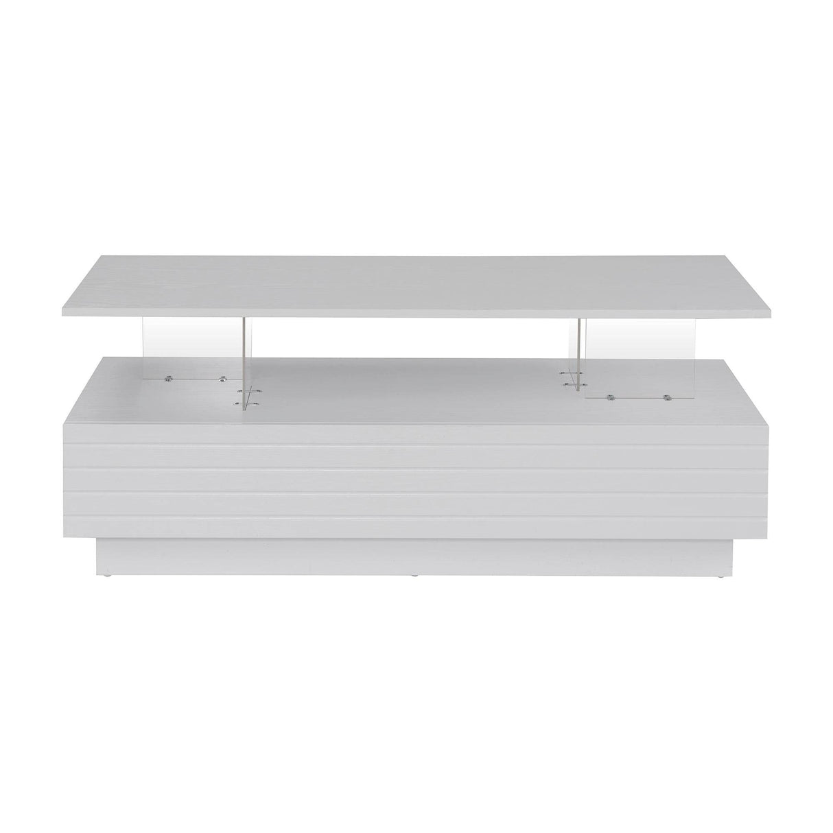 Modern White LED Lighting Coffee Table With Drawers - Sleep Galleria