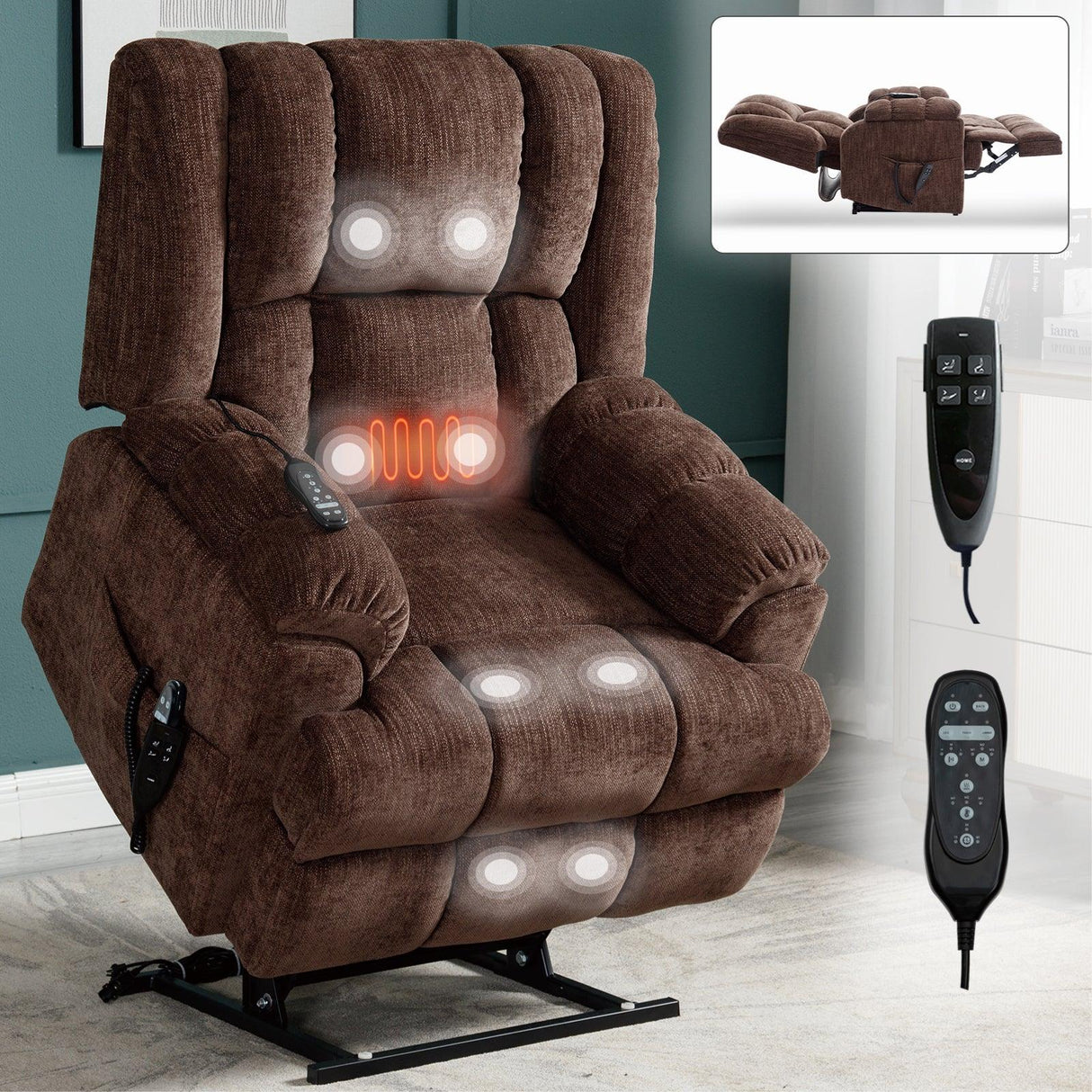 Medium-Firm Dual Motor Power Lift Massage Recliner Chair - Omega Lifestyles