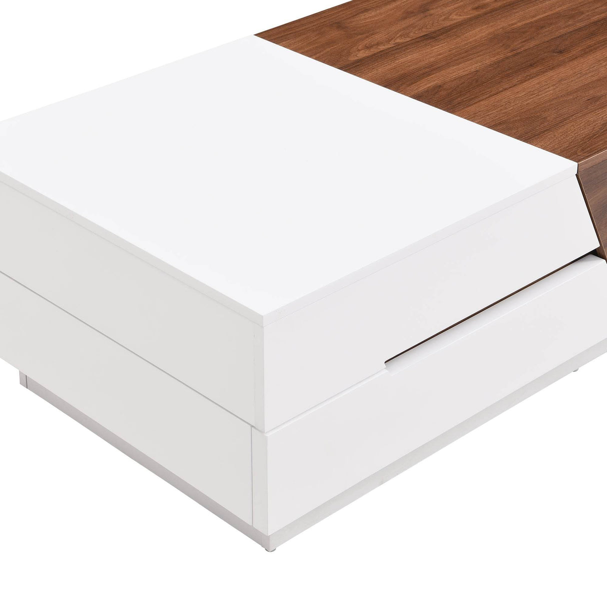 Modern Extendable Sliding Top White Walnut Coffee Table - Sleep Galleria