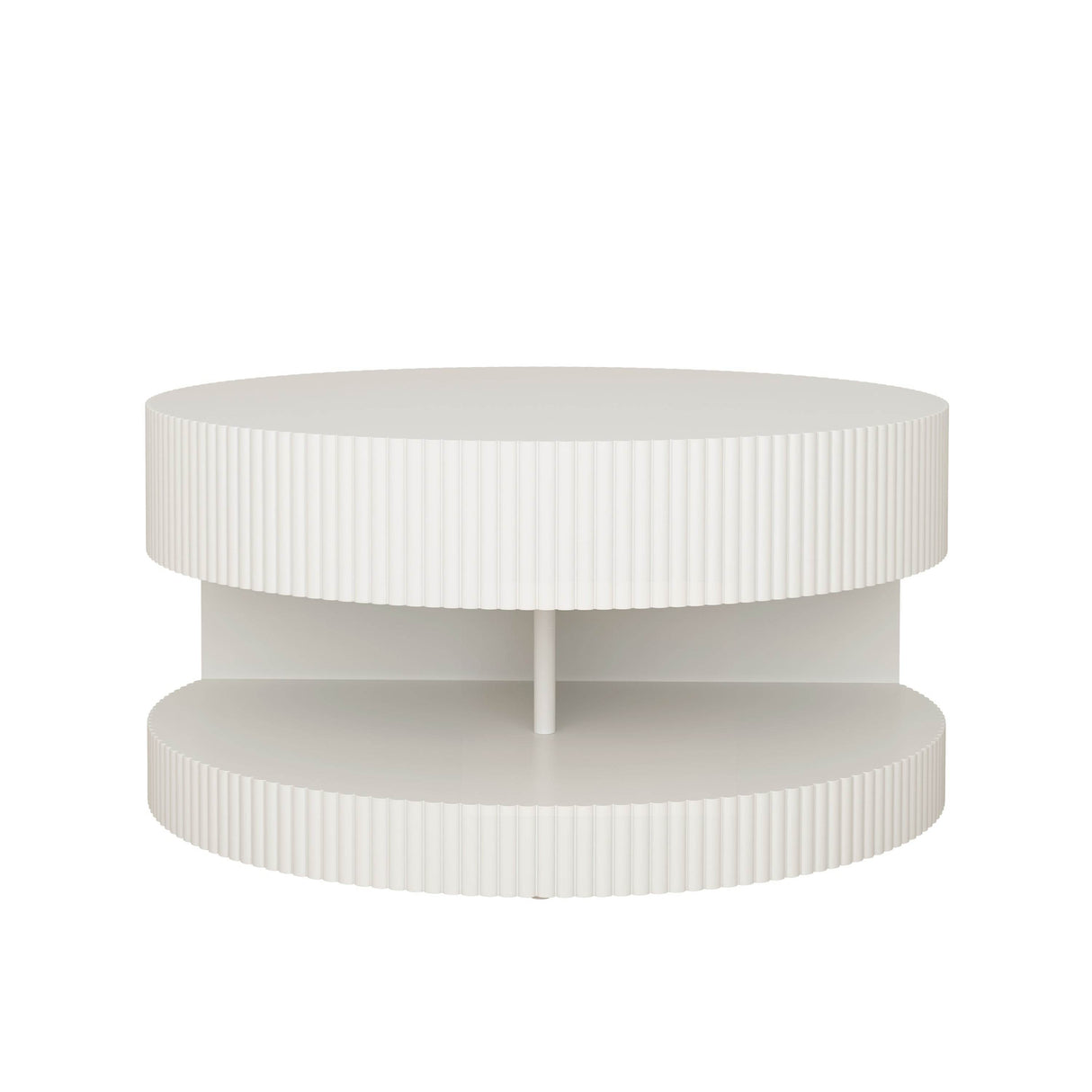 31.5-Inch Round White MDF Coffee Table With Storage - Sleep Galleria